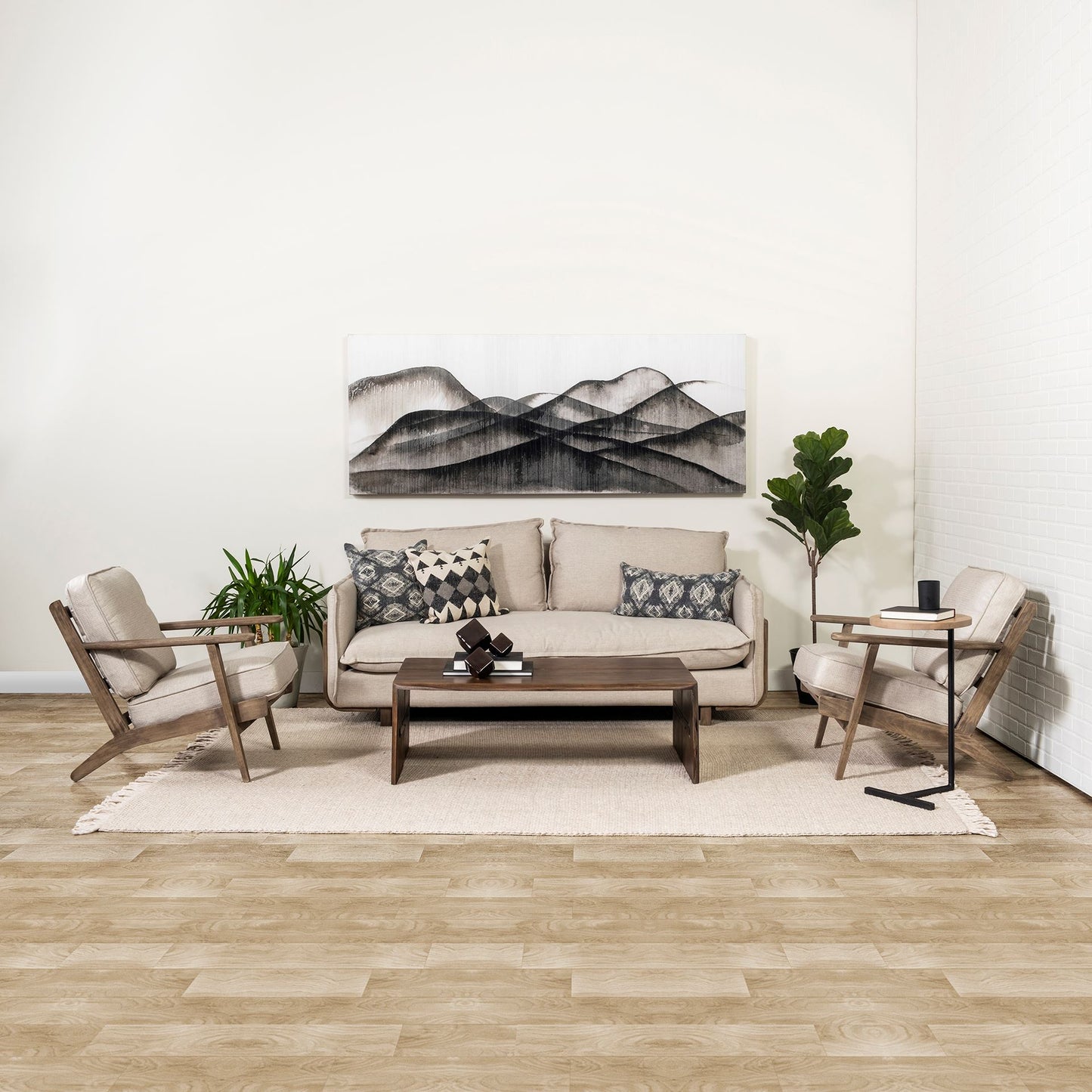 Roy I 84" Beige Upholstered Three Seater Sofa