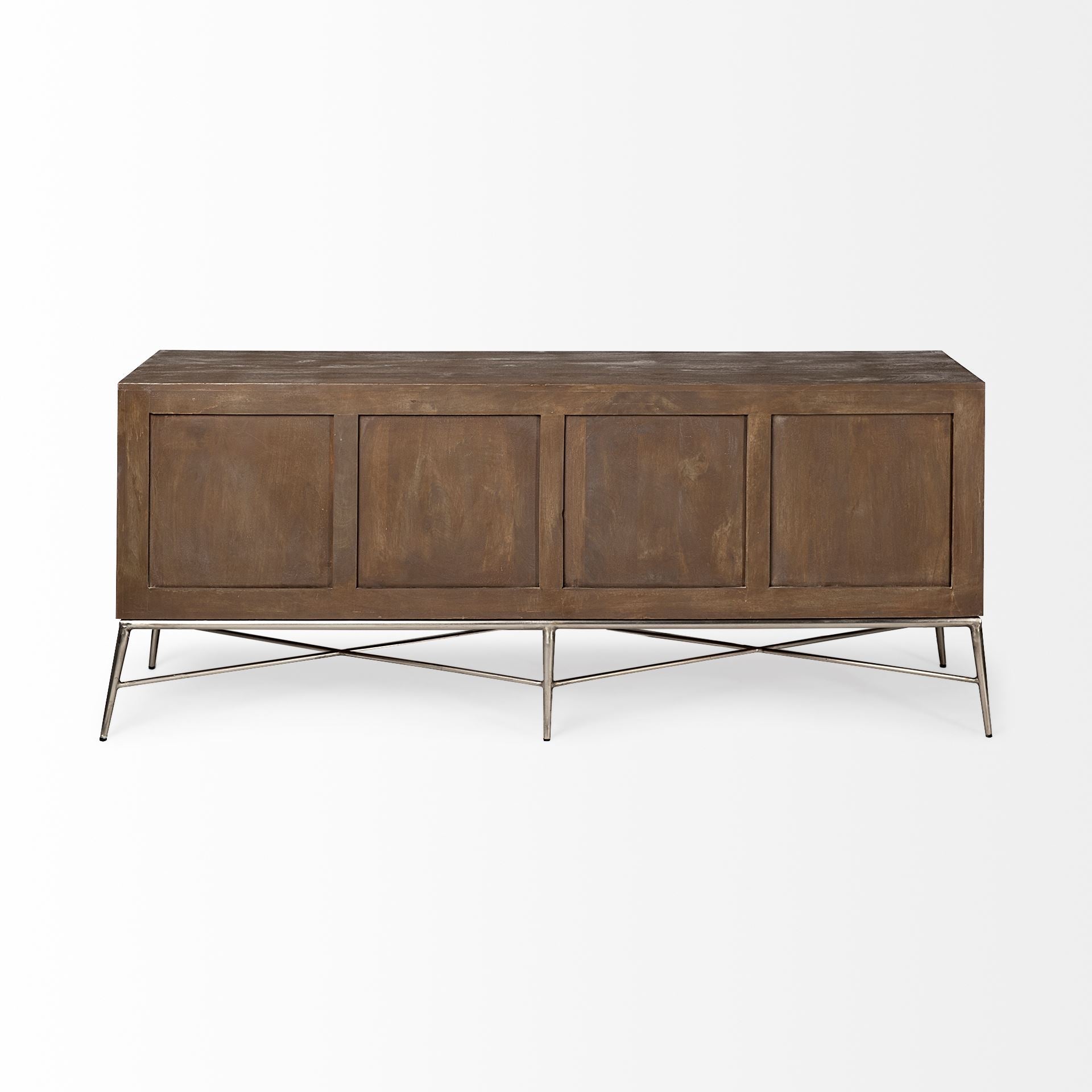 Swordfish Sideboard Brown Wood | Silver Metal - sideboards-and-buffets