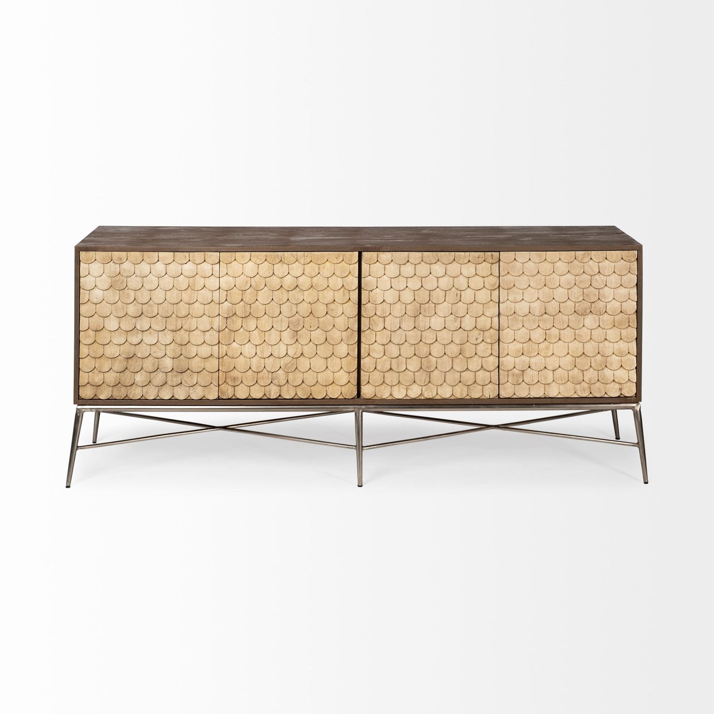 Swordfish Sideboard Brown Wood | Silver Metal - sideboards-and-buffets