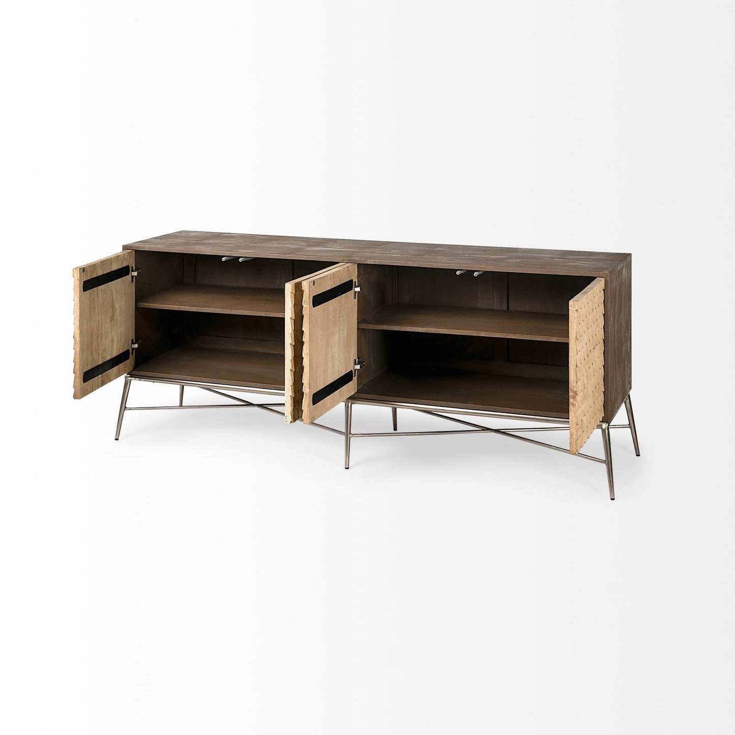 Swordfish Sideboard Brown Wood | Silver Metal - sideboards-and-buffets