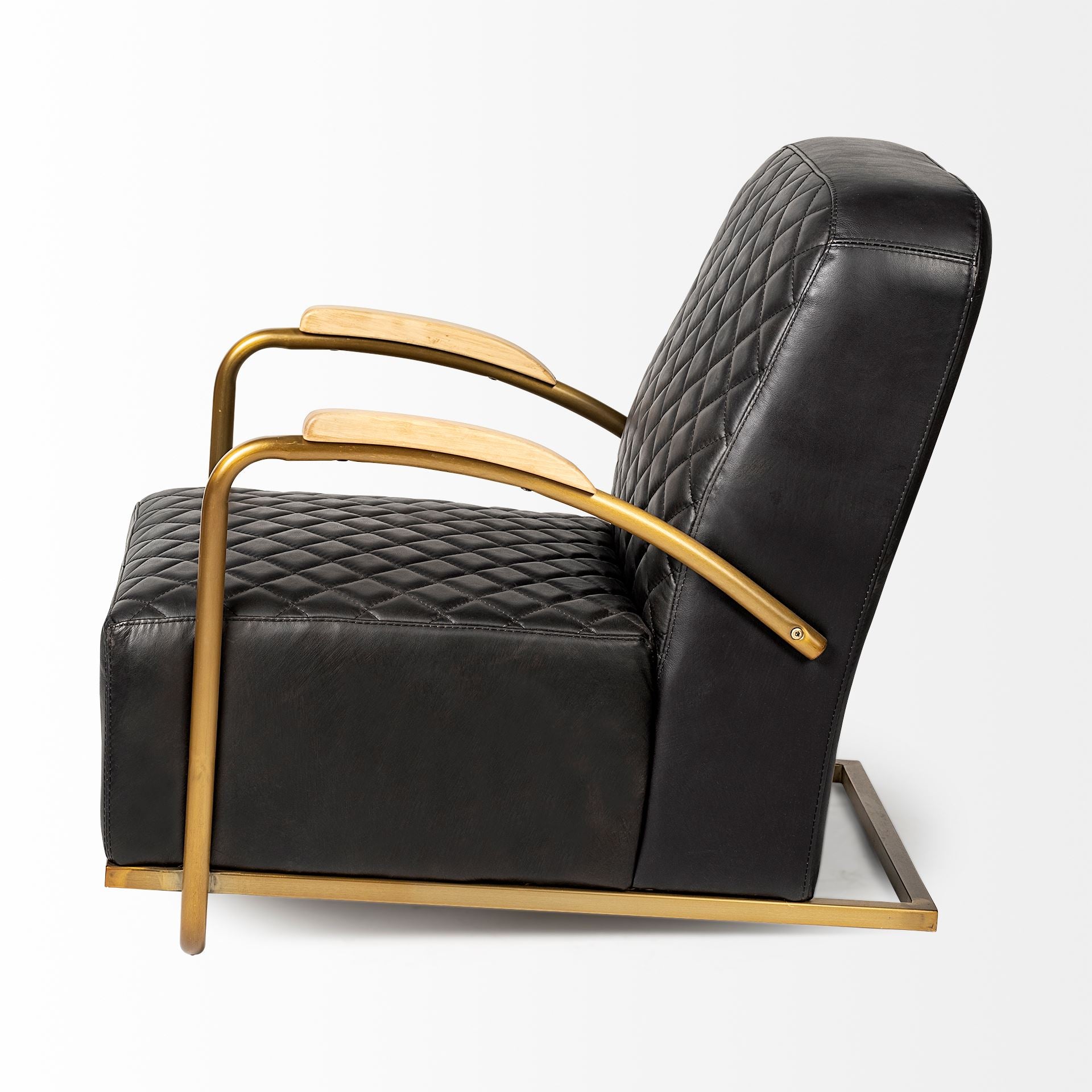 Horace Accent Chair Black Leather | Gold Iron - accent-chairs