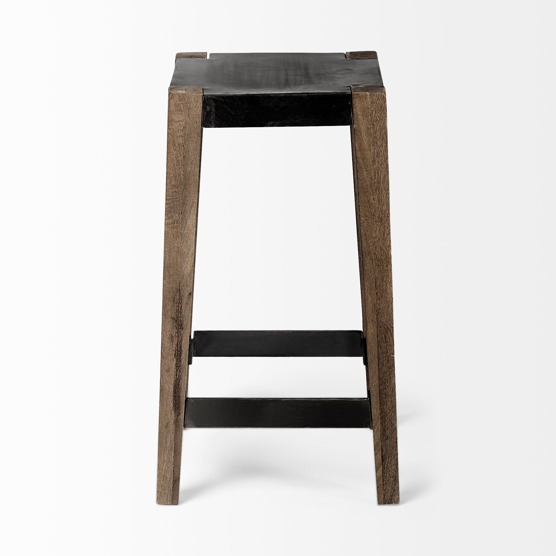 Nell Metal Seat Bar Counter Stool Black Metal | Light Brown Wood | Counter - bar-stools