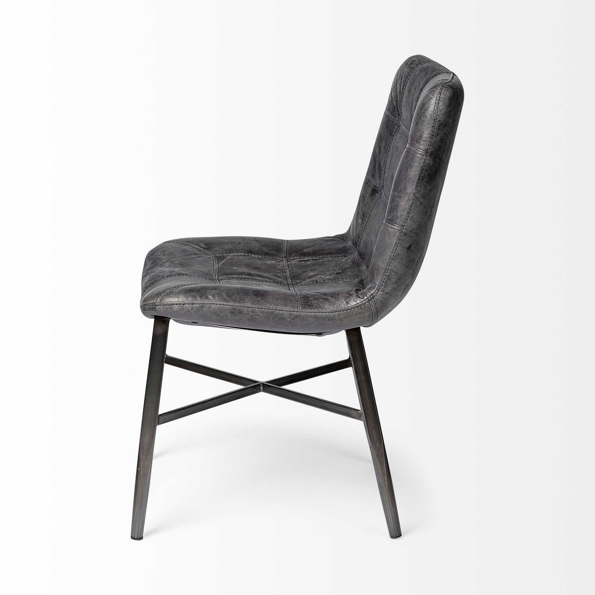 Horsdal Dining Chair Black Genuine Leather | Black Metal - dining-chairs