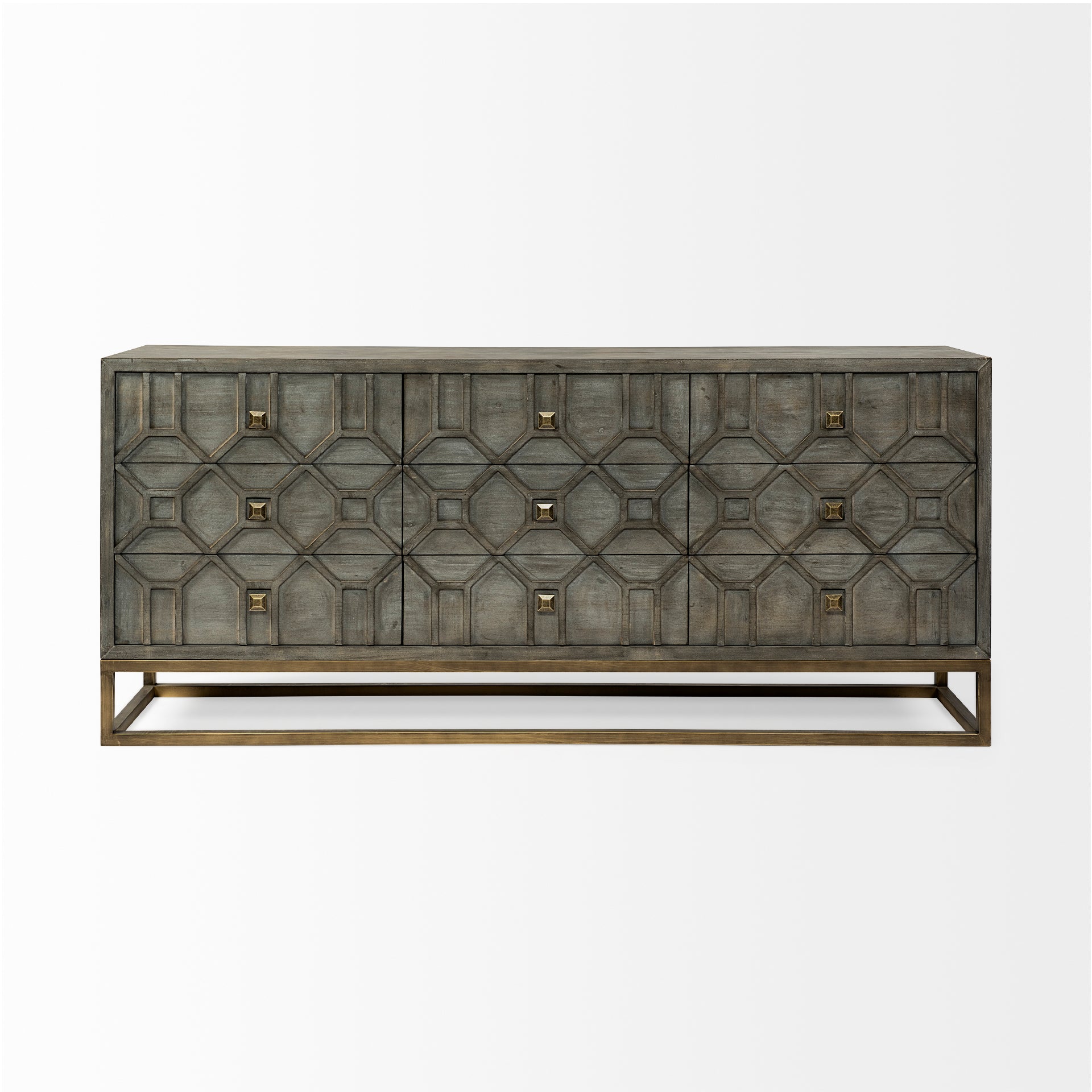 Genevieve Sideboard Gray Wood | Gold Metal - sideboards-and-buffets