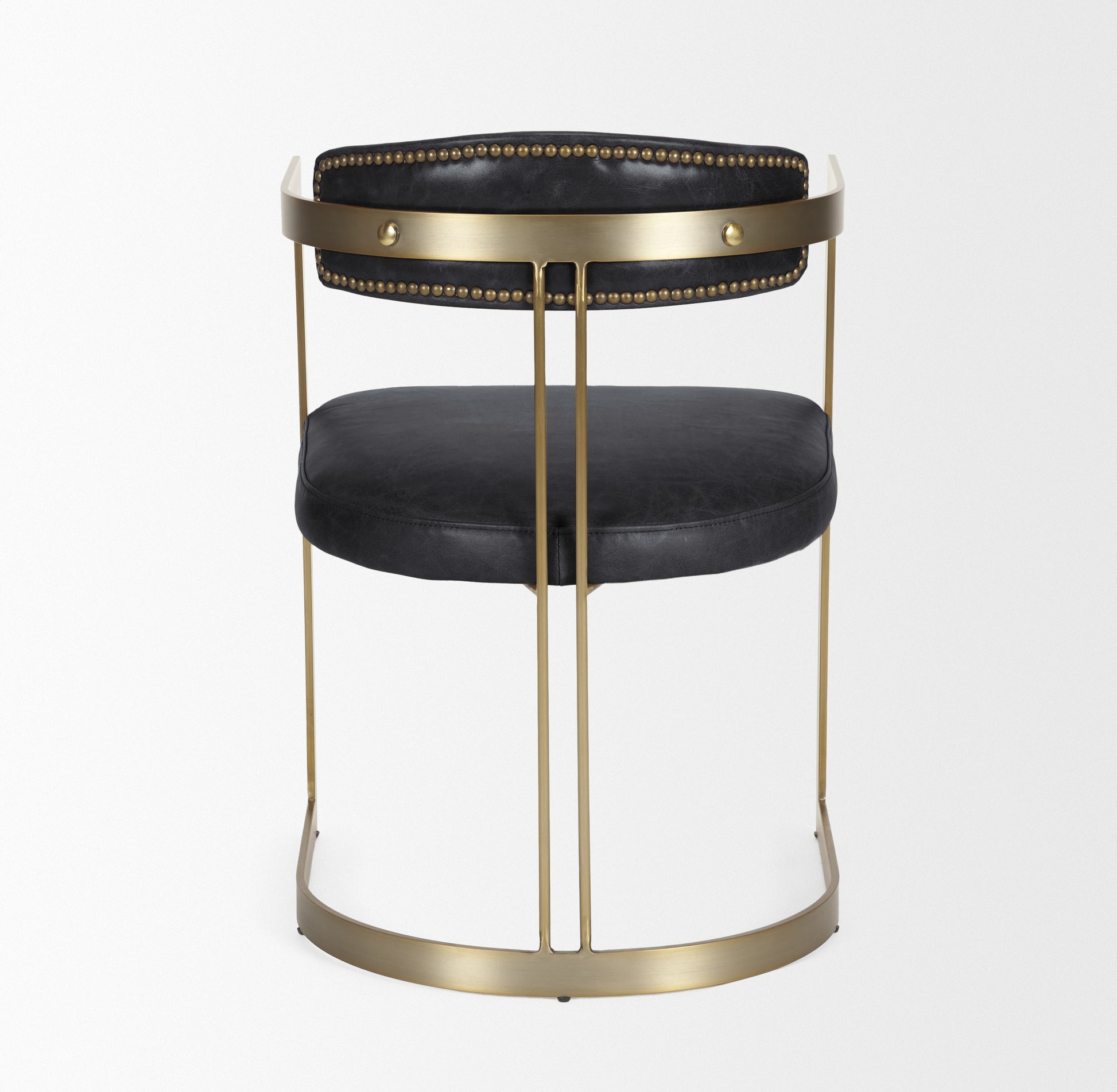 Hollyfield Leather Dining Chair Black Leather | Gold Metal - dining-chairs