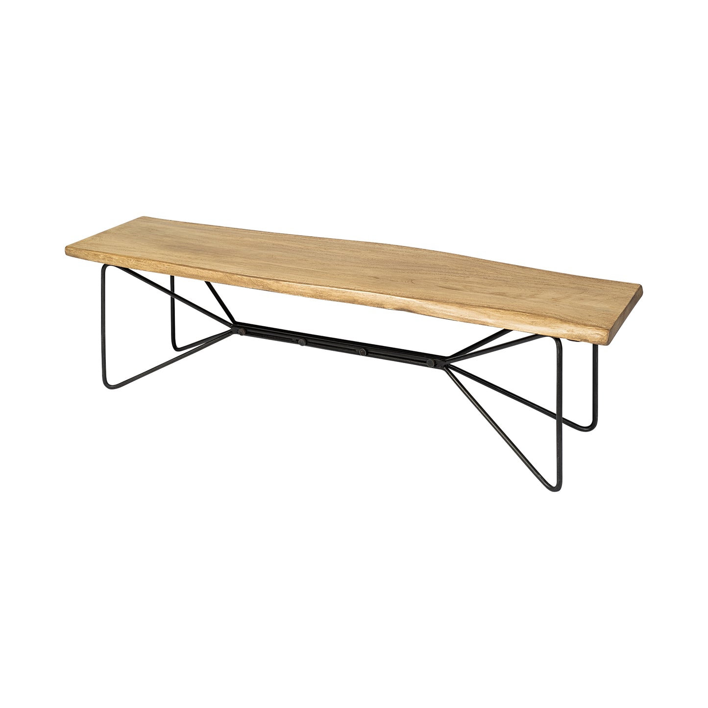 Papillion Bench Blonde Wood | Black Metal - benches