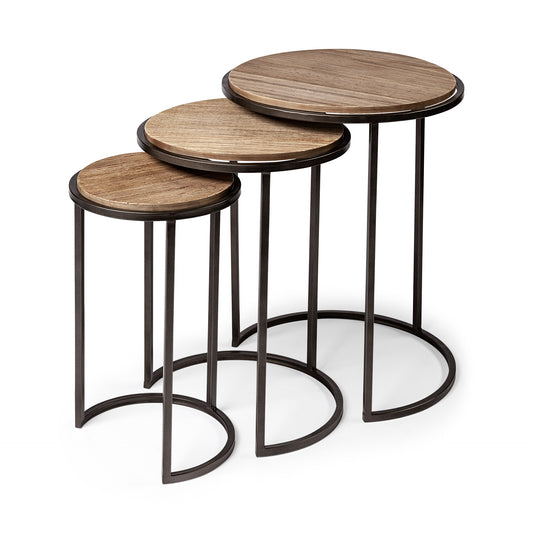 Glover Accent Table Brown Wood | Black Metal - accent-tables