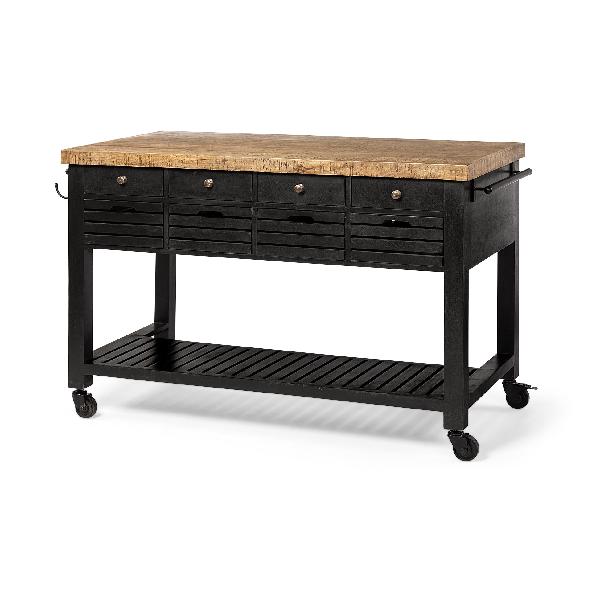 Columbia 62L x 28W x 36H Black Wooden Kitchen Island