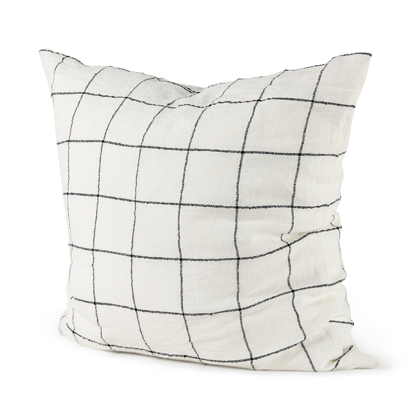 Suzanne 22 x 22 White/Black Square Pattern Pillow Cover