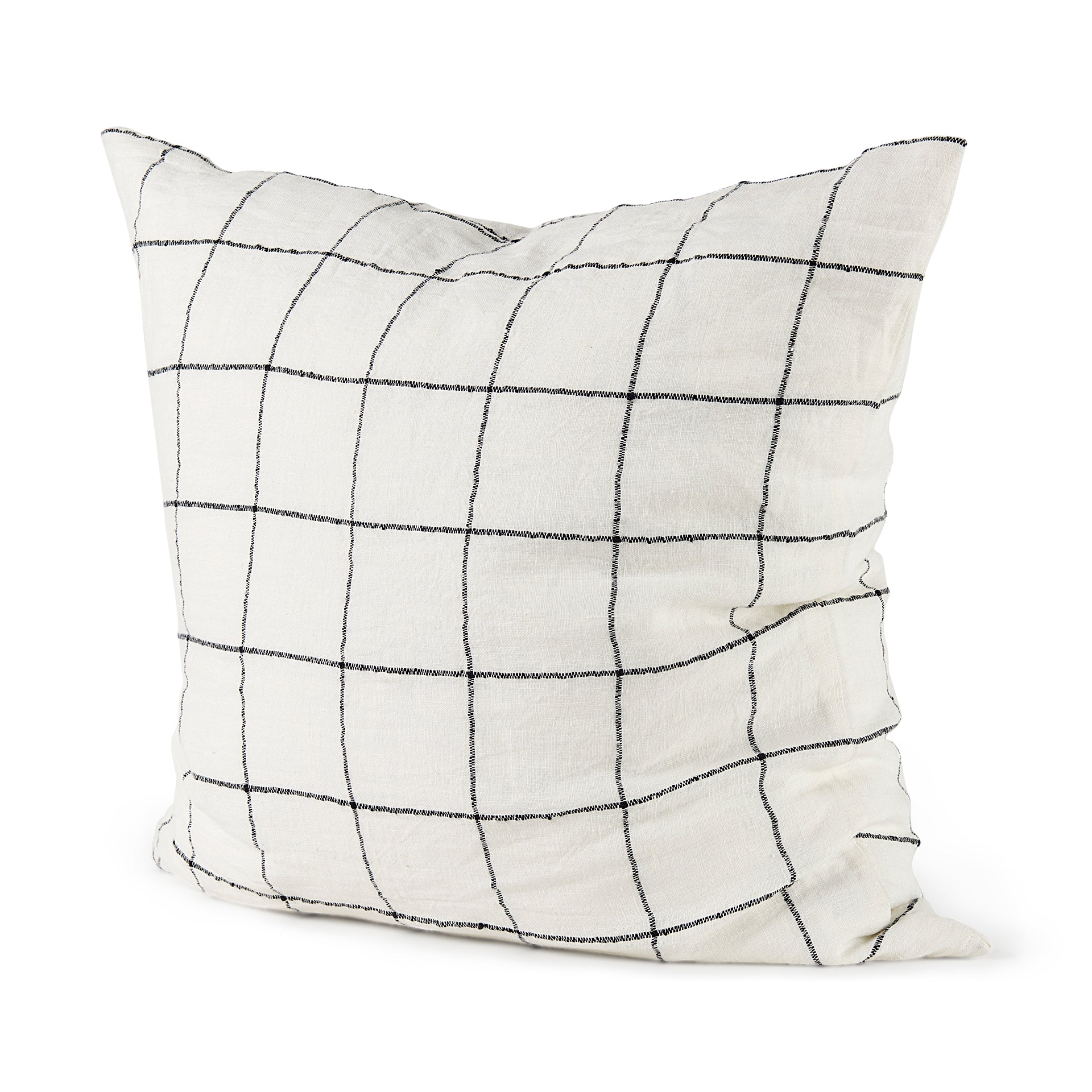 Suzanne 22 x 22 White/Black Square Pattern Pillow Cover