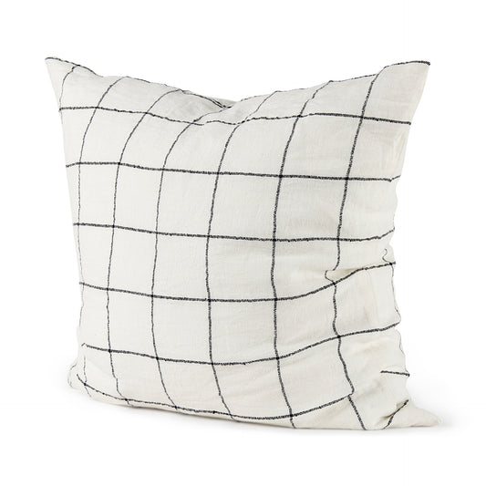 Suzanne 22 x 22 White/Black Square Pattern Pillow Cover