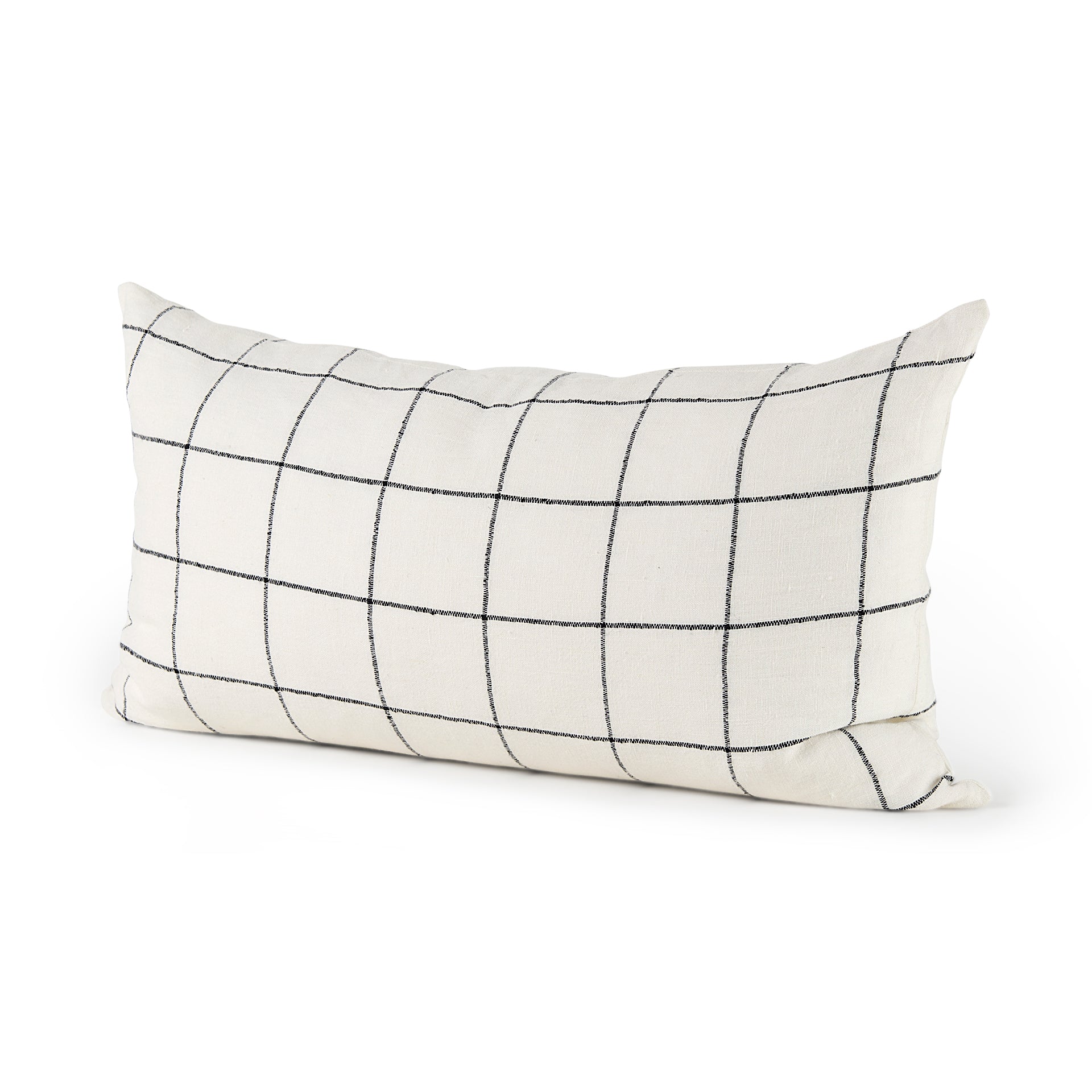 Suzanne 14x26 White/Black Square Pattern Pillow Cover