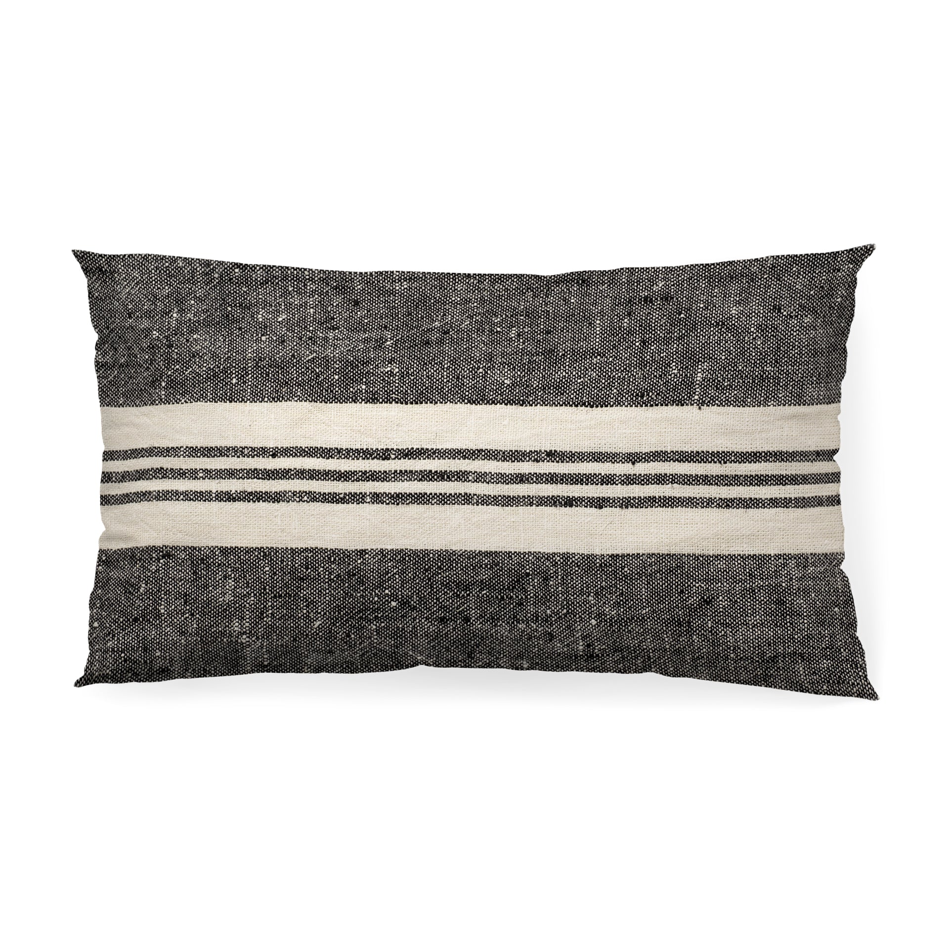 Sharon 14x26 Black With Stripes Decorative Pillow Cover