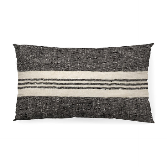 Sharon 14x26 Black With Stripes Decorative Pillow Cover