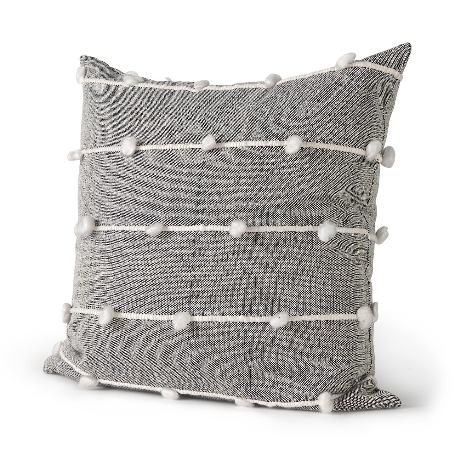 Linda 20x20 Navy And Cream With White Detail Pillow Cover