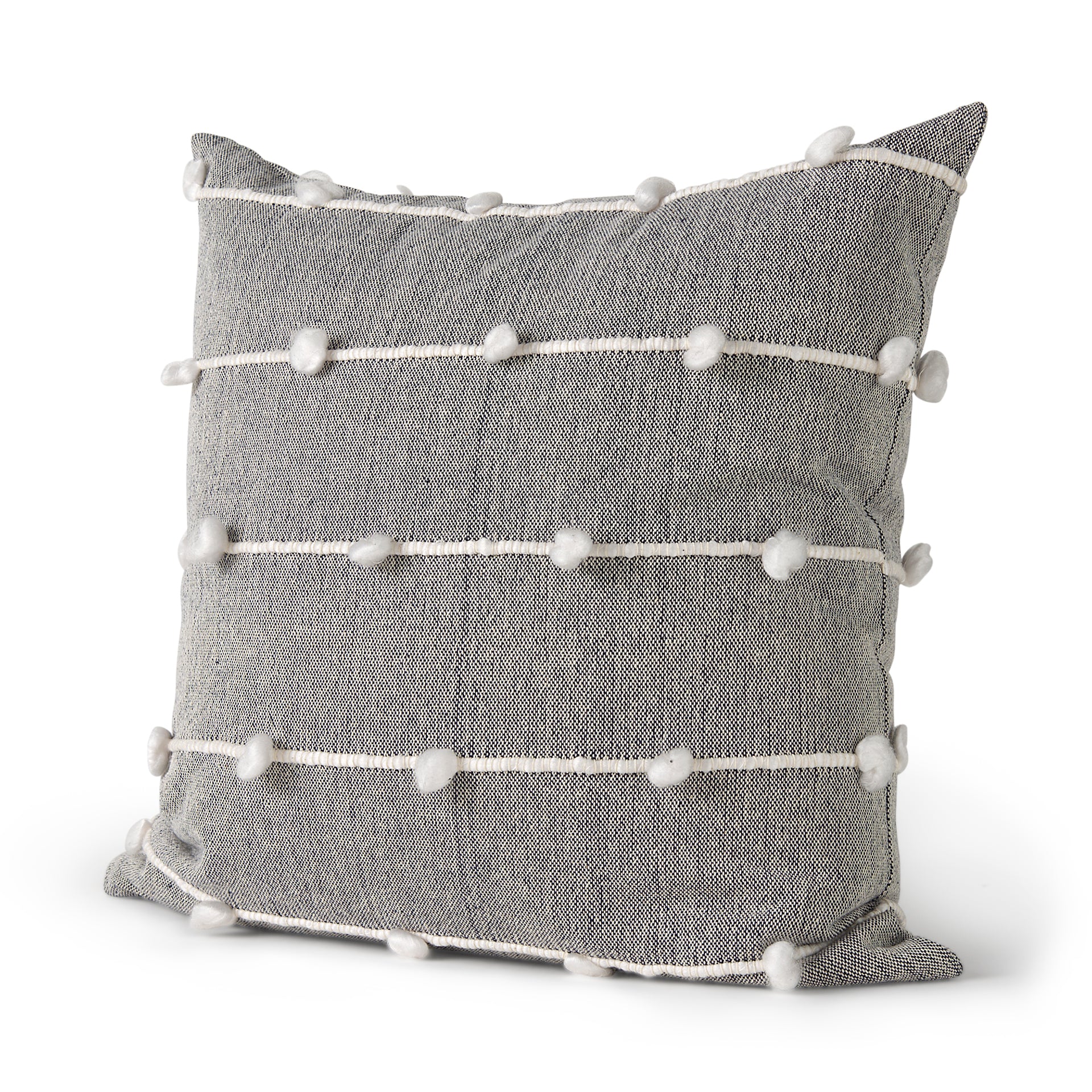 Linda 20x20 Navy And Cream With White Detail Pillow Cover