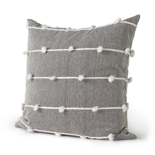 Linda 20x20 Navy And Cream With White Detail Pillow Cover