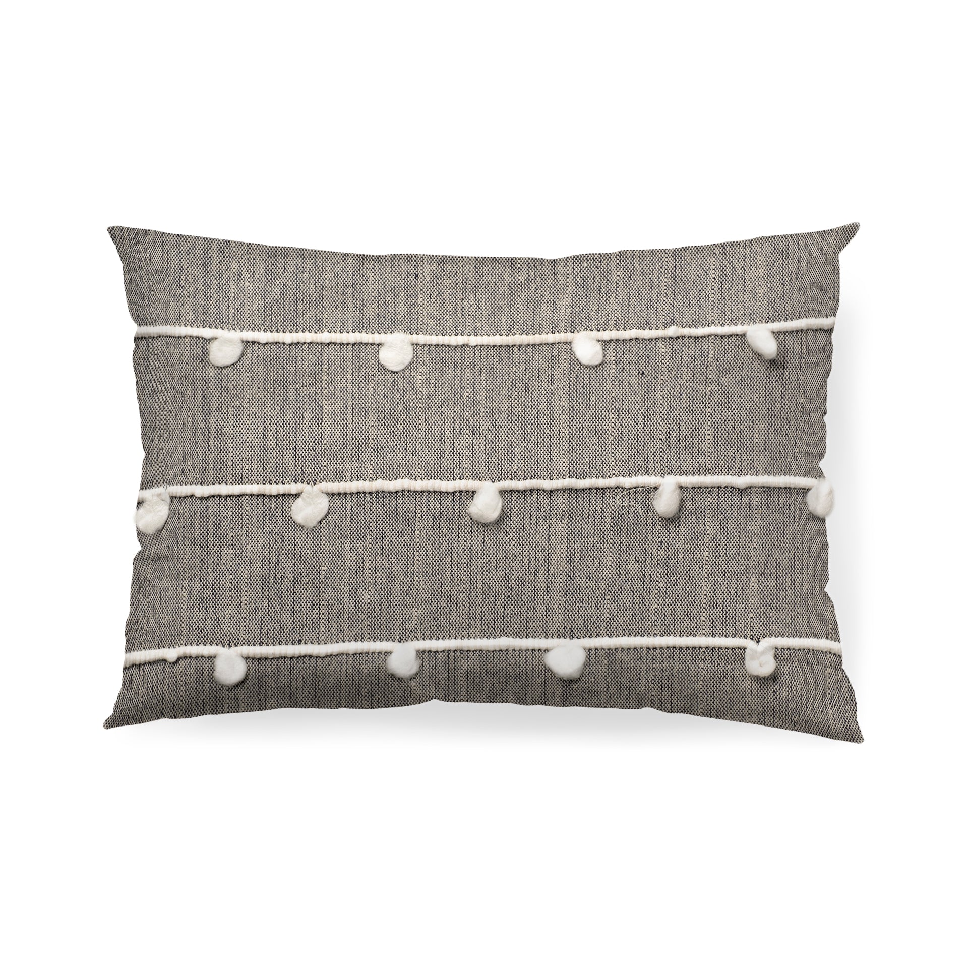 Linda 13x21 Navy And Cream With White Detail Pillow Cover