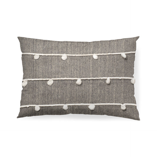 Linda 13x21 Navy And Cream With White Detail Pillow Cover