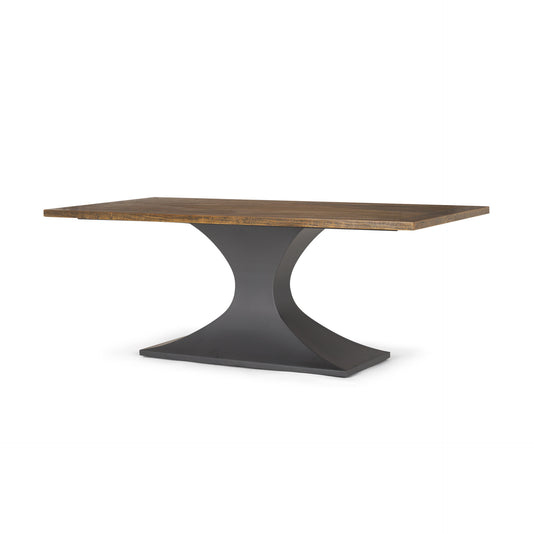 Maxton Dining Table Dark Brown Wood | Dark Gunmetal