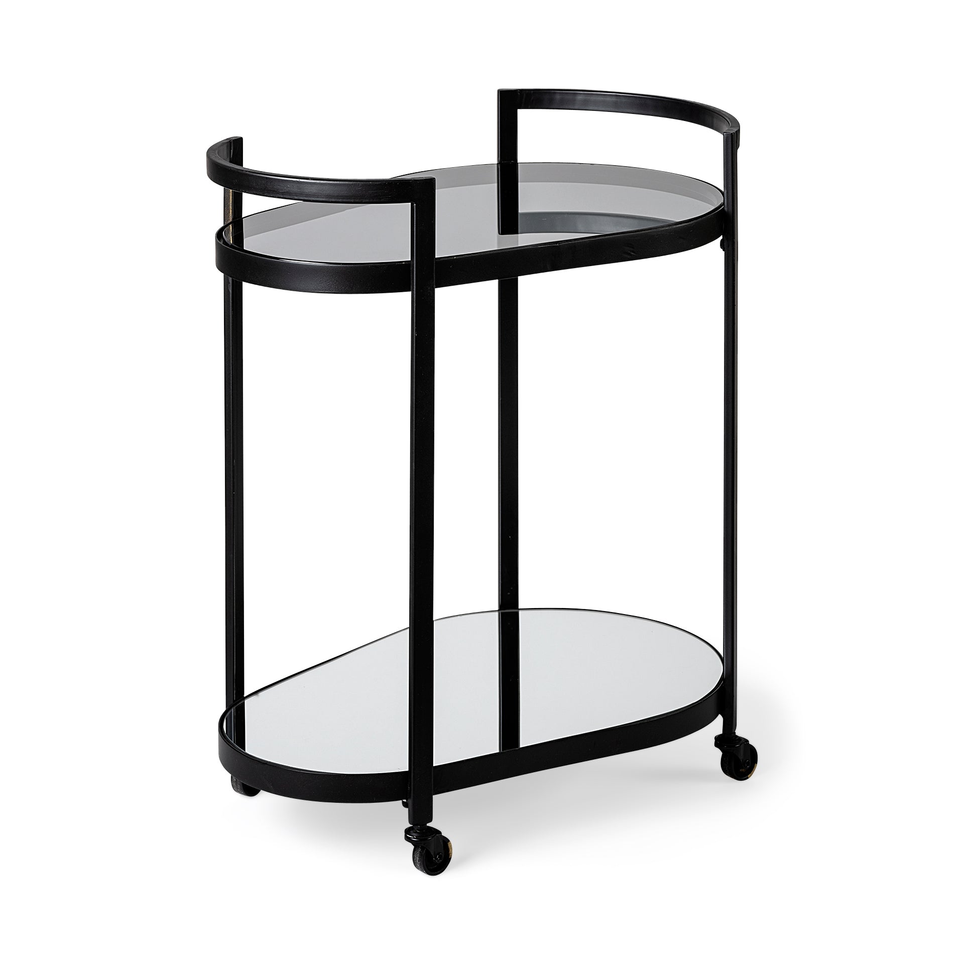 Eleonore Black Metal Frame Two-Tier w/Glass Shelves Bar Cart