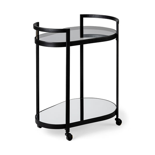 Eleonore Black Metal Frame Two-Tier w/Glass Shelves Bar Cart