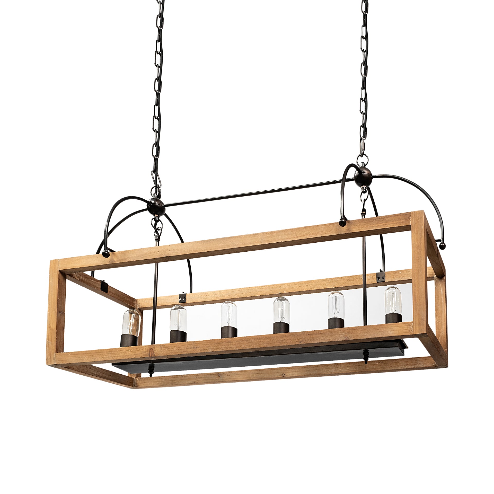 Josie Chandelier Natural Wood | Black Metal - chandeliers