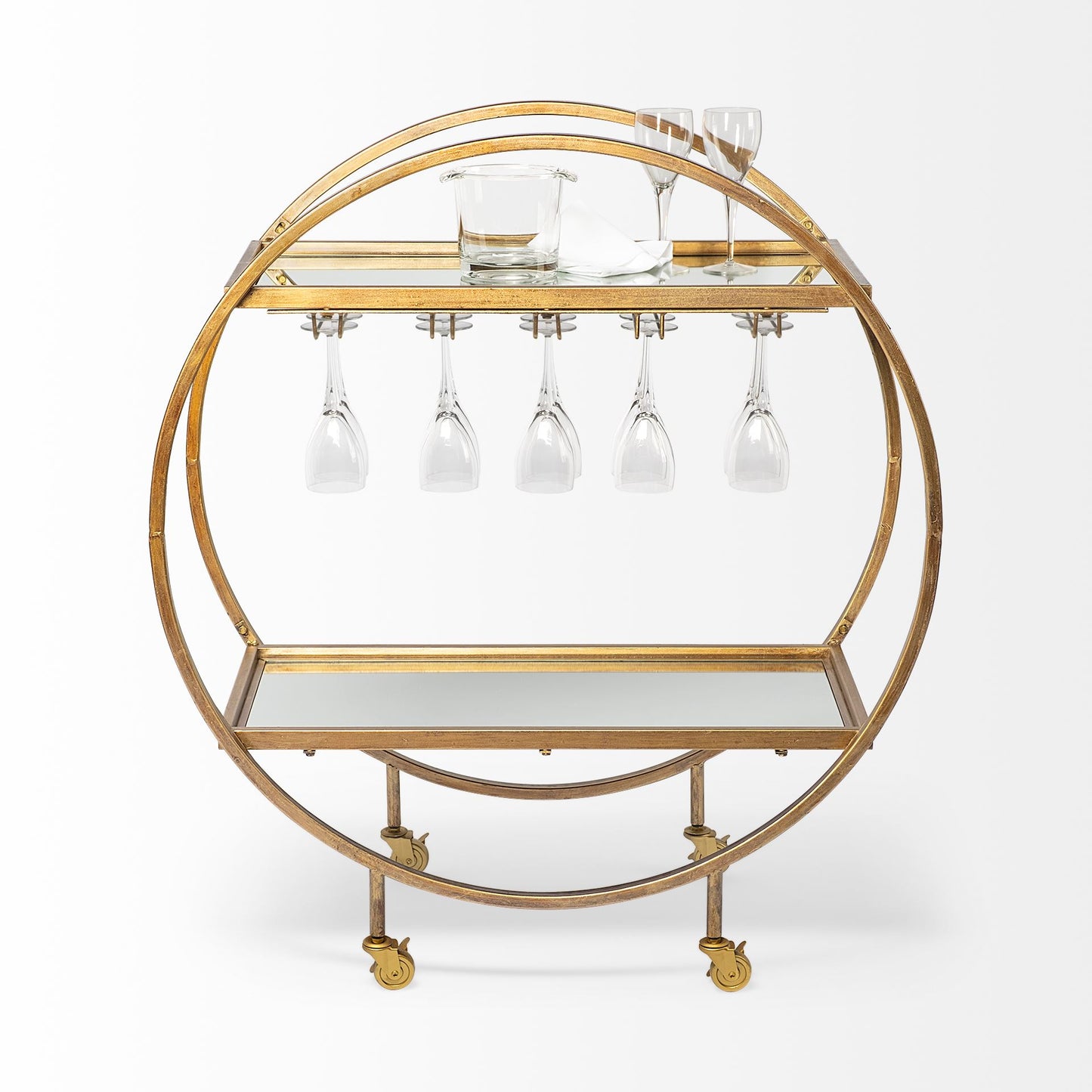 Carola Bar Cart Gold Metal | Glass - bar-carts