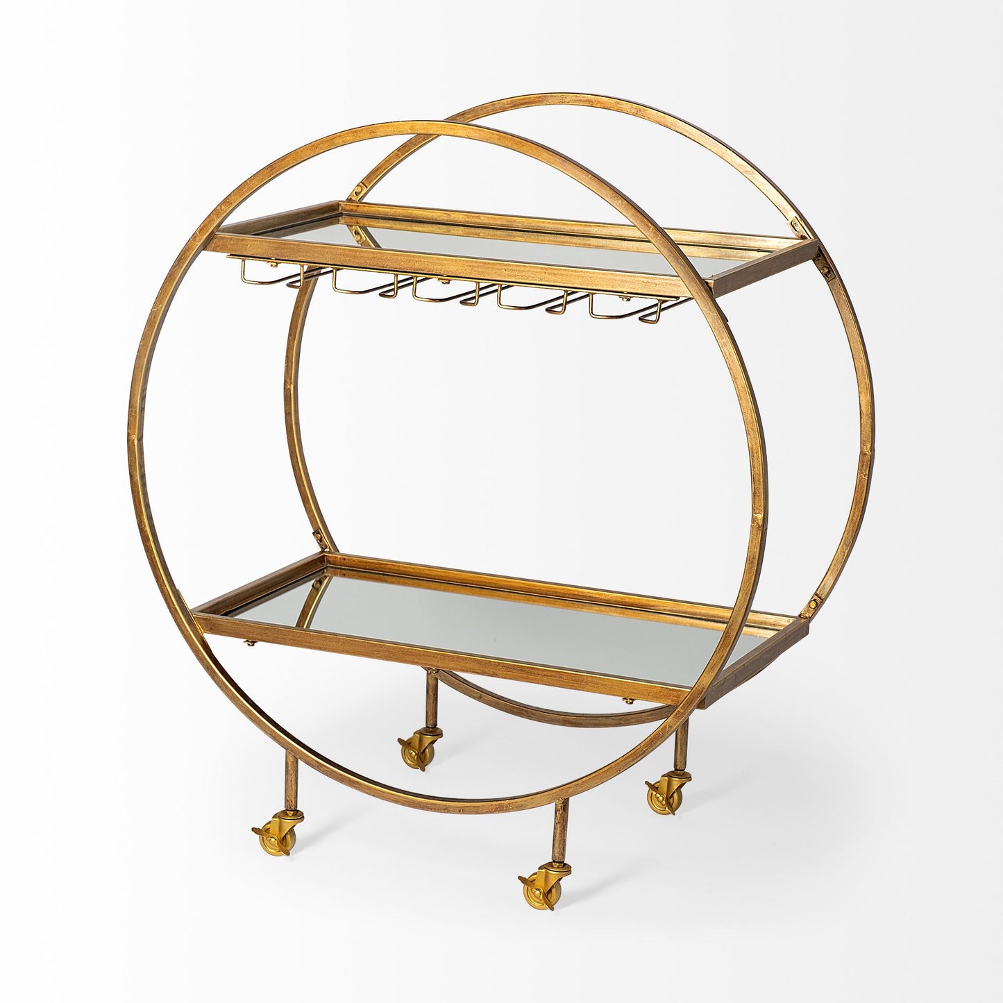 Carola Bar Cart Gold Metal | Glass - bar-carts