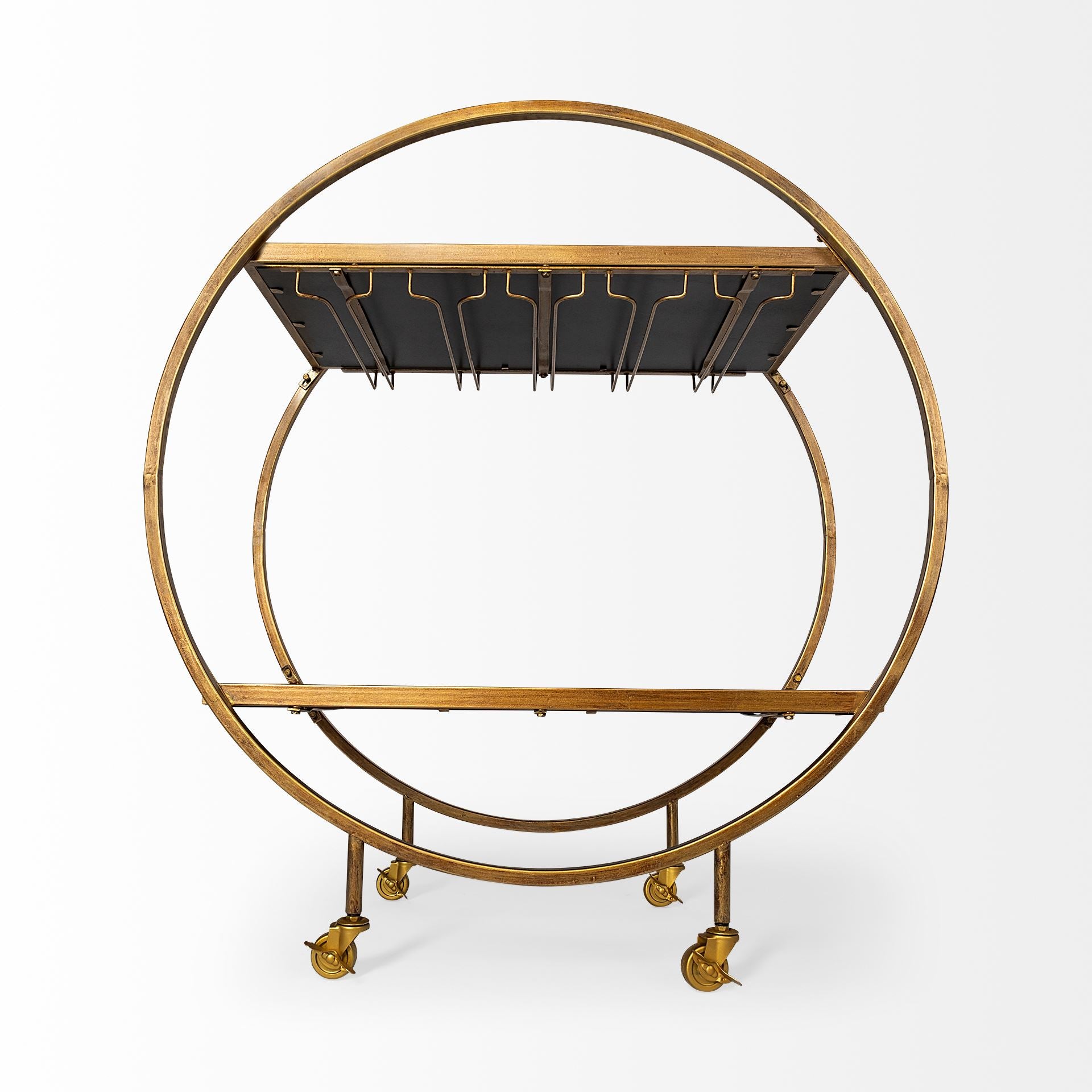 Carola Bar Cart Gold Metal | Glass - bar-carts