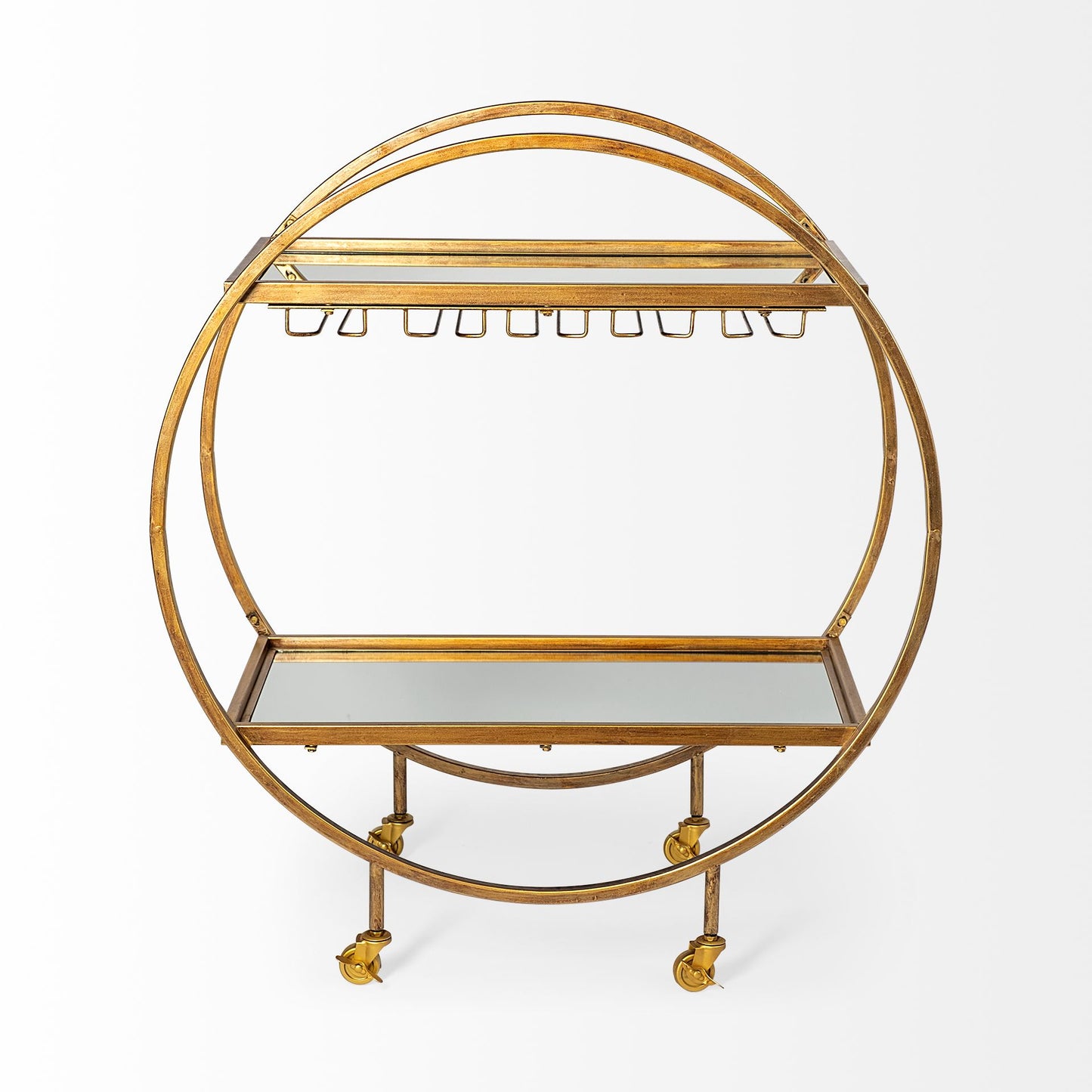 Carola Bar Cart Gold Metal | Glass - bar-carts