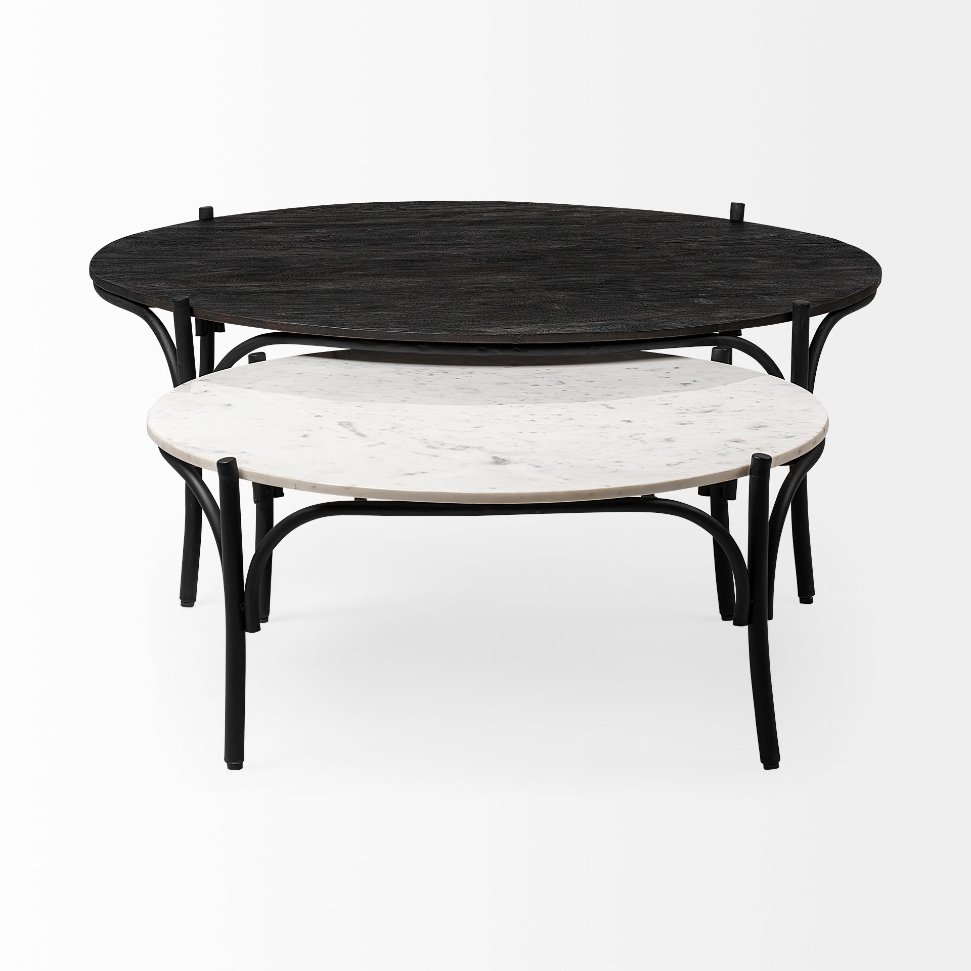 Etienne Coffee Table White Marble | Black Metal - coffee-tables