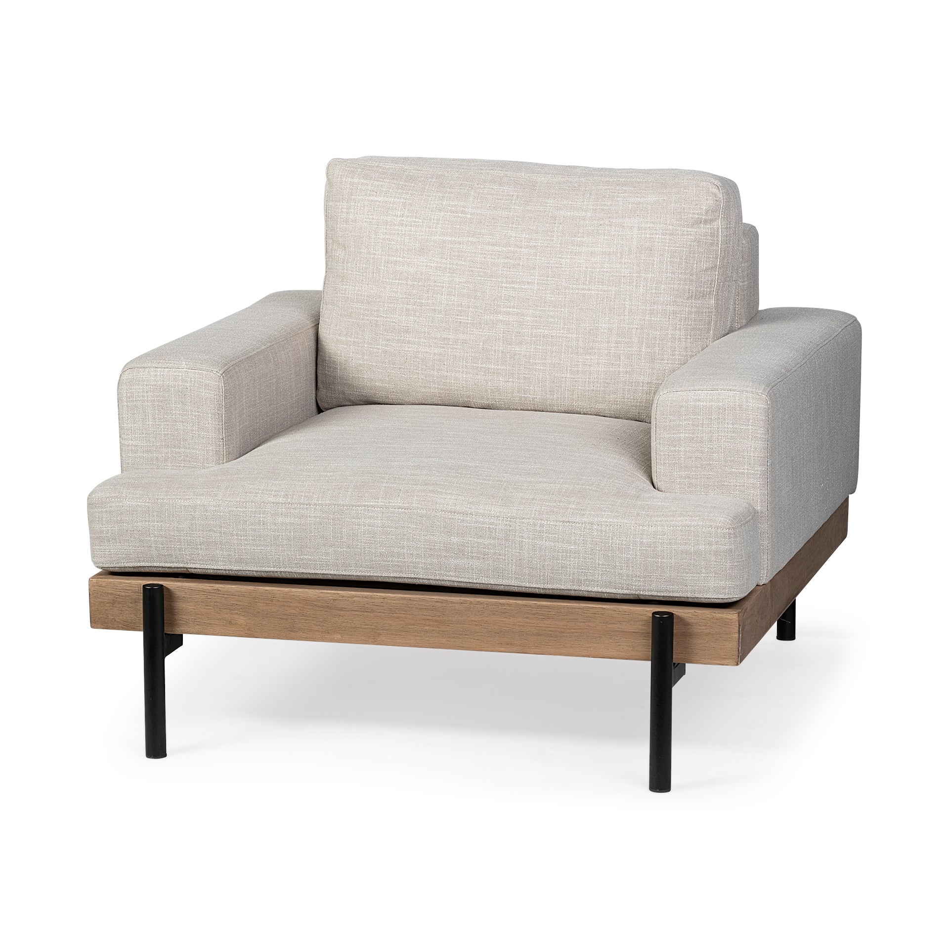 Colburne I Beige Fabric W/ Wood and Iron Frame Accent Chair