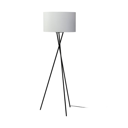 Ambrose 20.0L x 20.0W x 61.8H Black Metal W/White Fabric Shade Floor Lamp