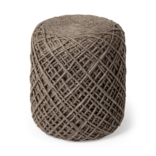 Allium Pouf Dark Brown Wool - poufs