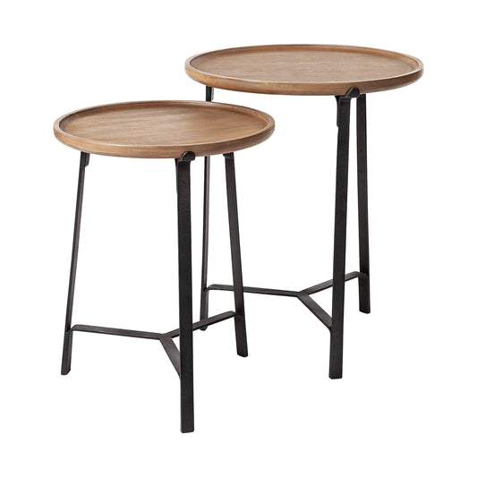 Helios End Side Table Brown Wood | Black Iron - end-and-side-tables