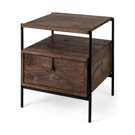 Glenn End Side Table Brown Wood | Black Metal - end-and-side-tables