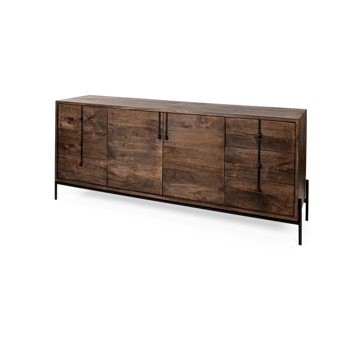 Glenn Sideboard Brown Wood | Black Metal - sideboards-and-buffets