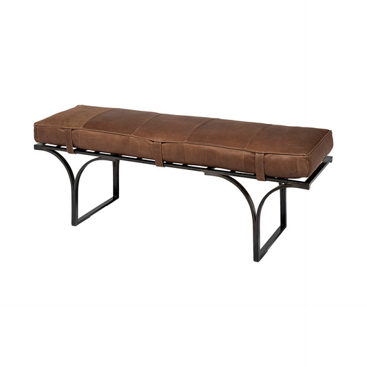 Jessie Bench Brown Leather | Black Metal - benches