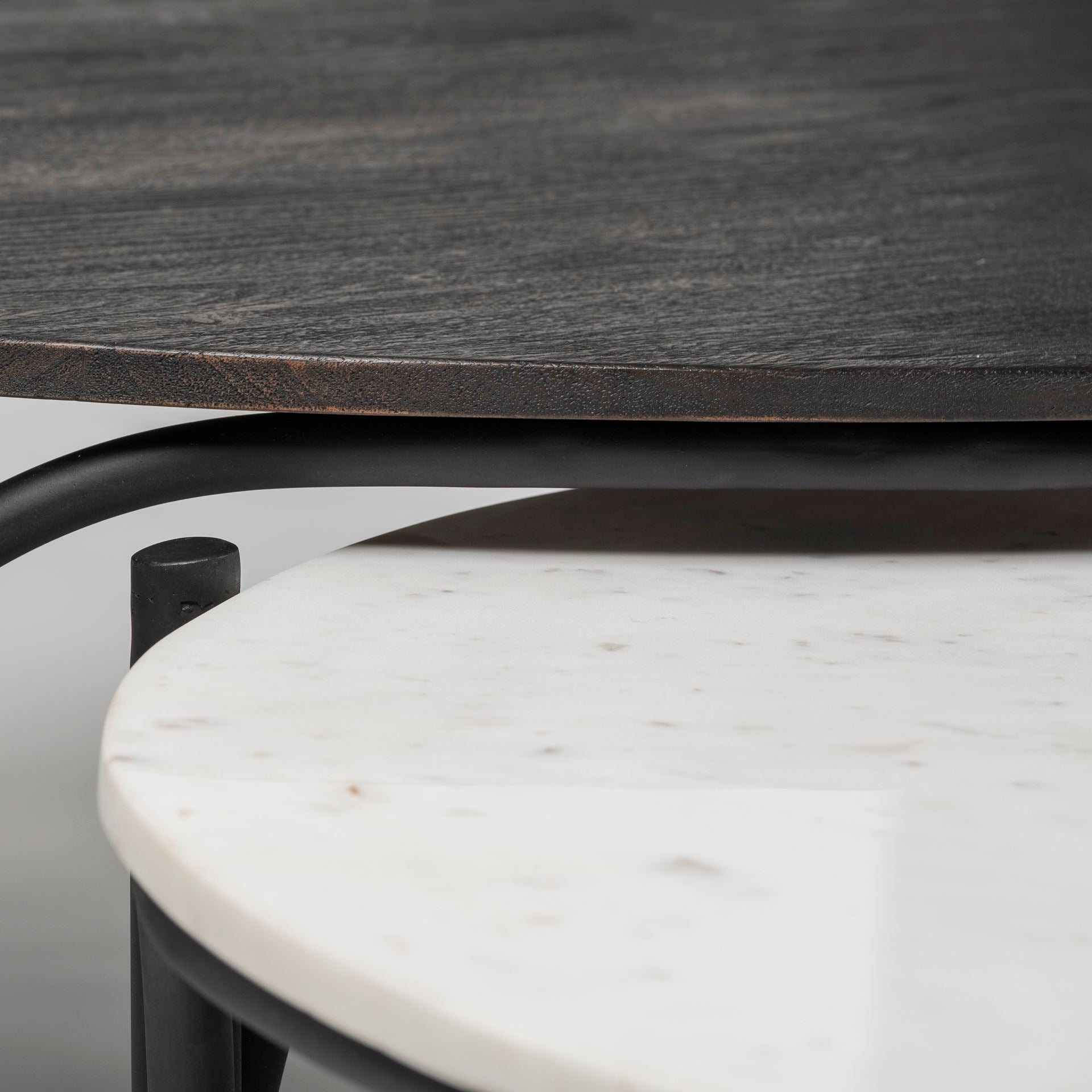 Etienne Coffee Table White Marble | Black Metal - coffee-tables