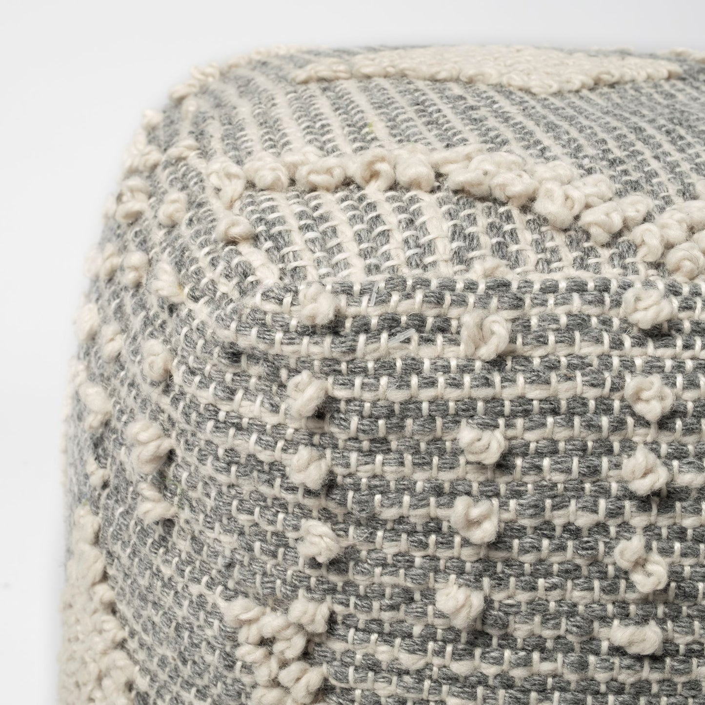 Brinket Pouf Gray/Cream Polyester - poufs