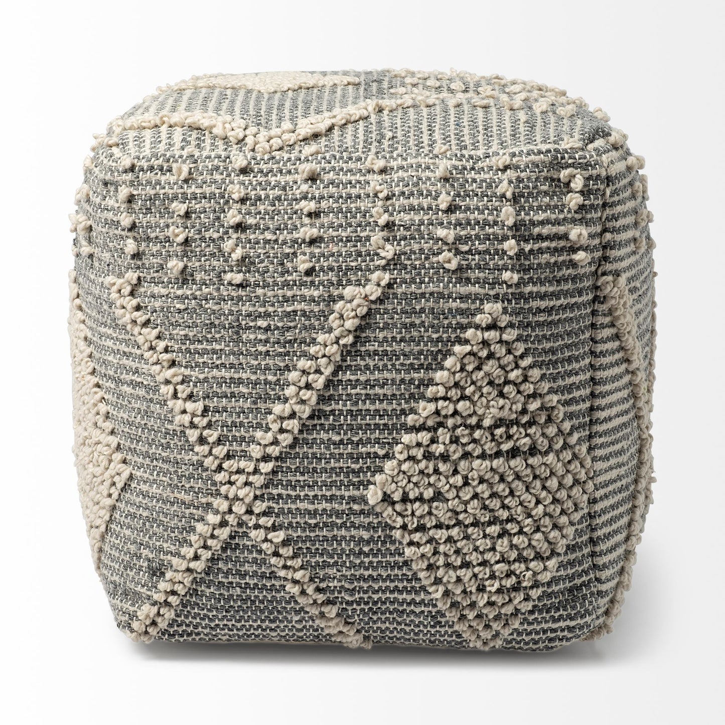 Brinket Pouf Gray/Cream Polyester - poufs