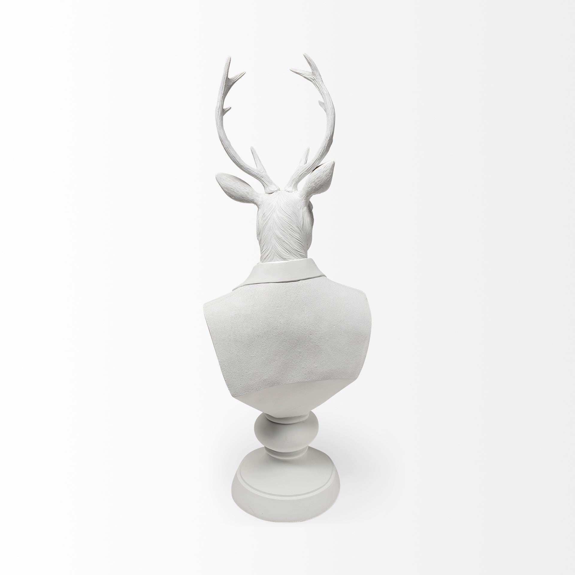 Mozart 22.5H White Painted Resin Deer In A Suit Bust
