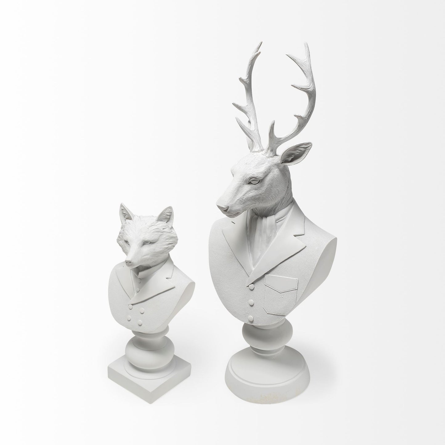 Mozart 22.5H White Painted Resin Deer In A Suit Bust