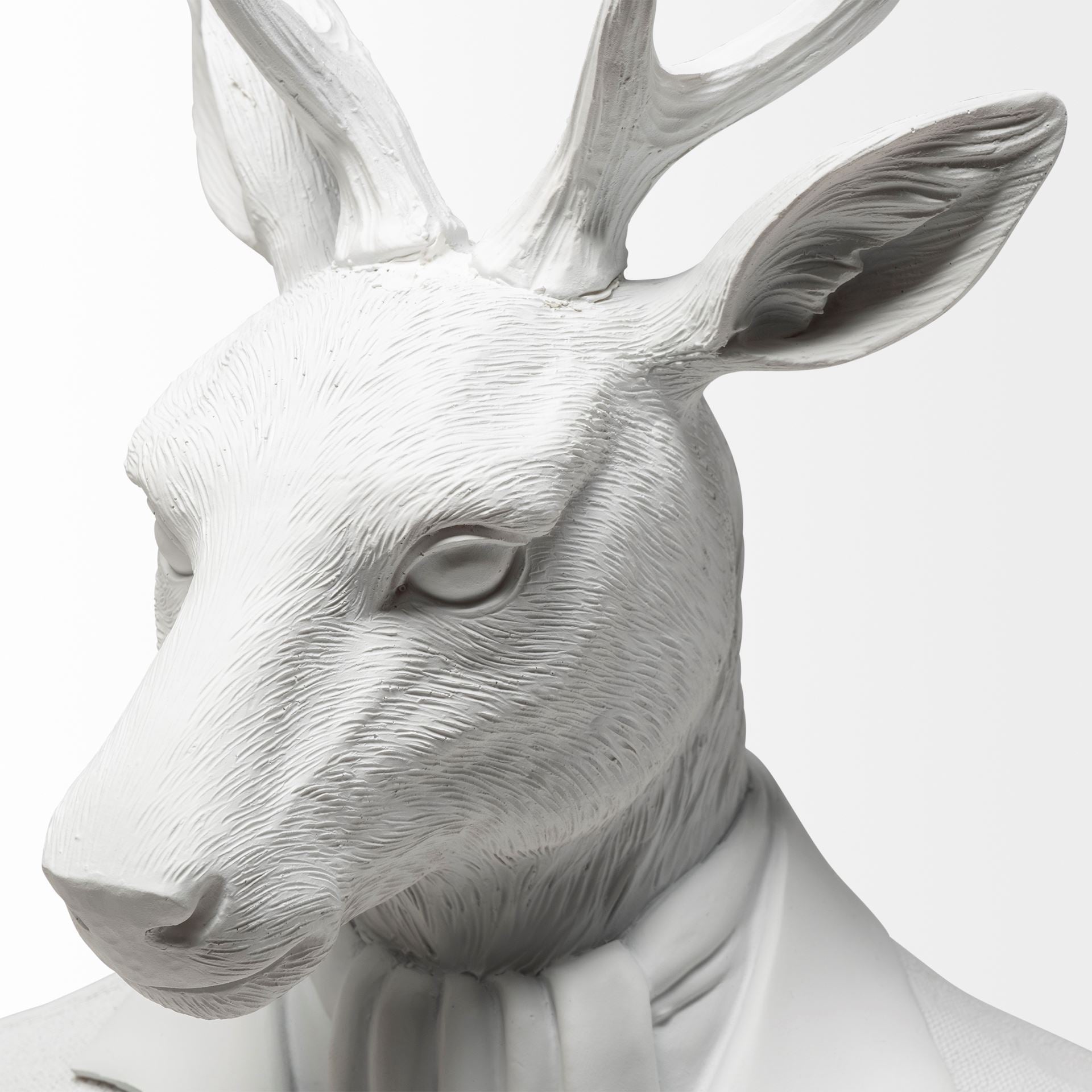 Mozart 22.5H White Painted Resin Deer In A Suit Bust