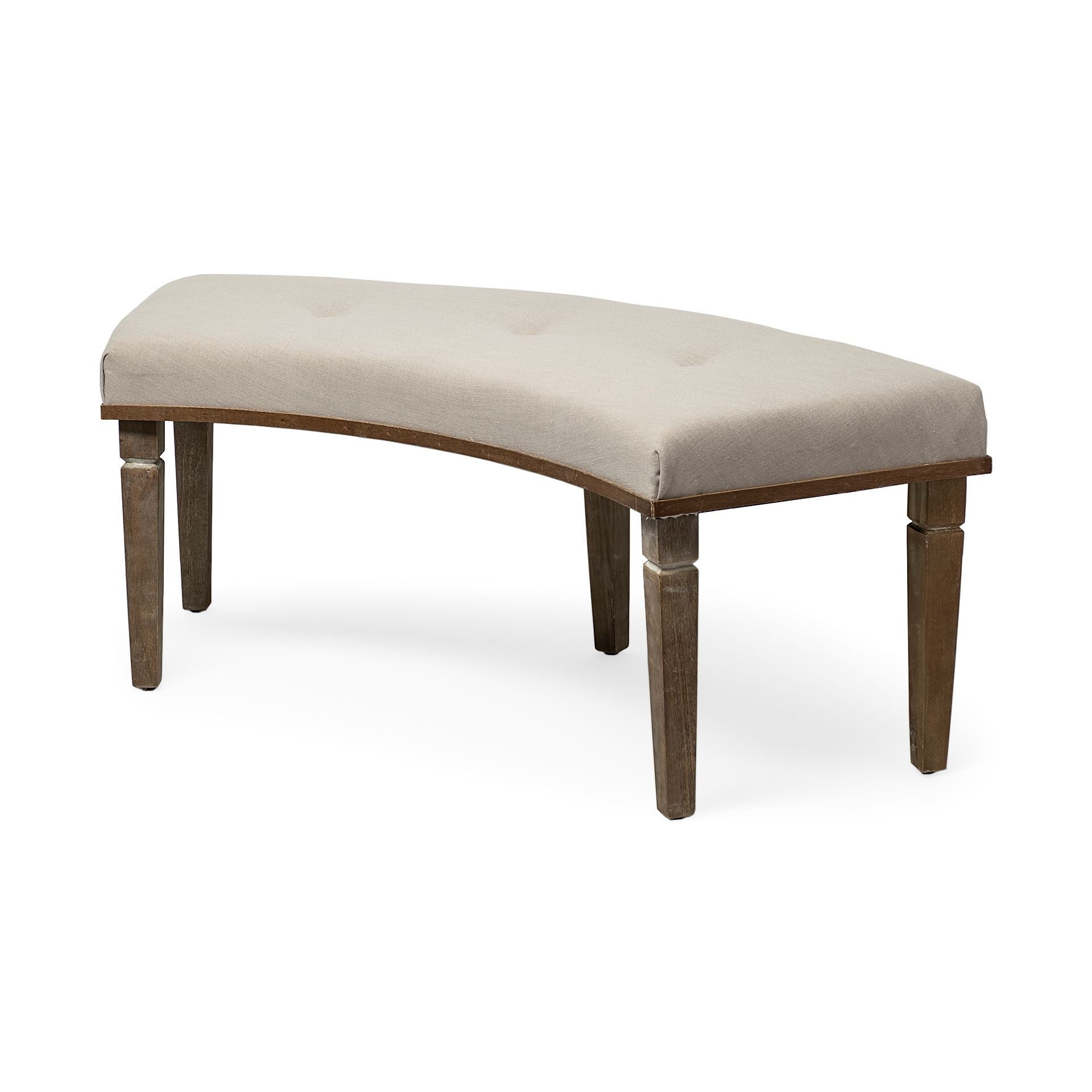 Aponas Bench Beige Fabric | Brown Wood - benches