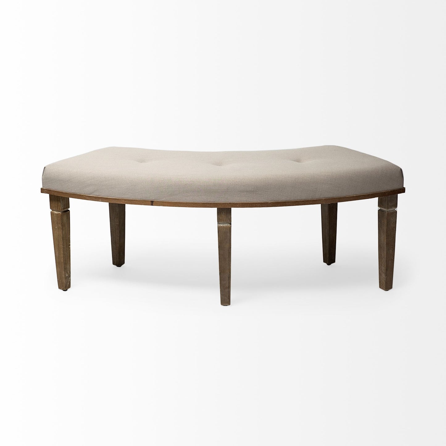 Aponas Bench Beige Fabric | Brown Wood - benches