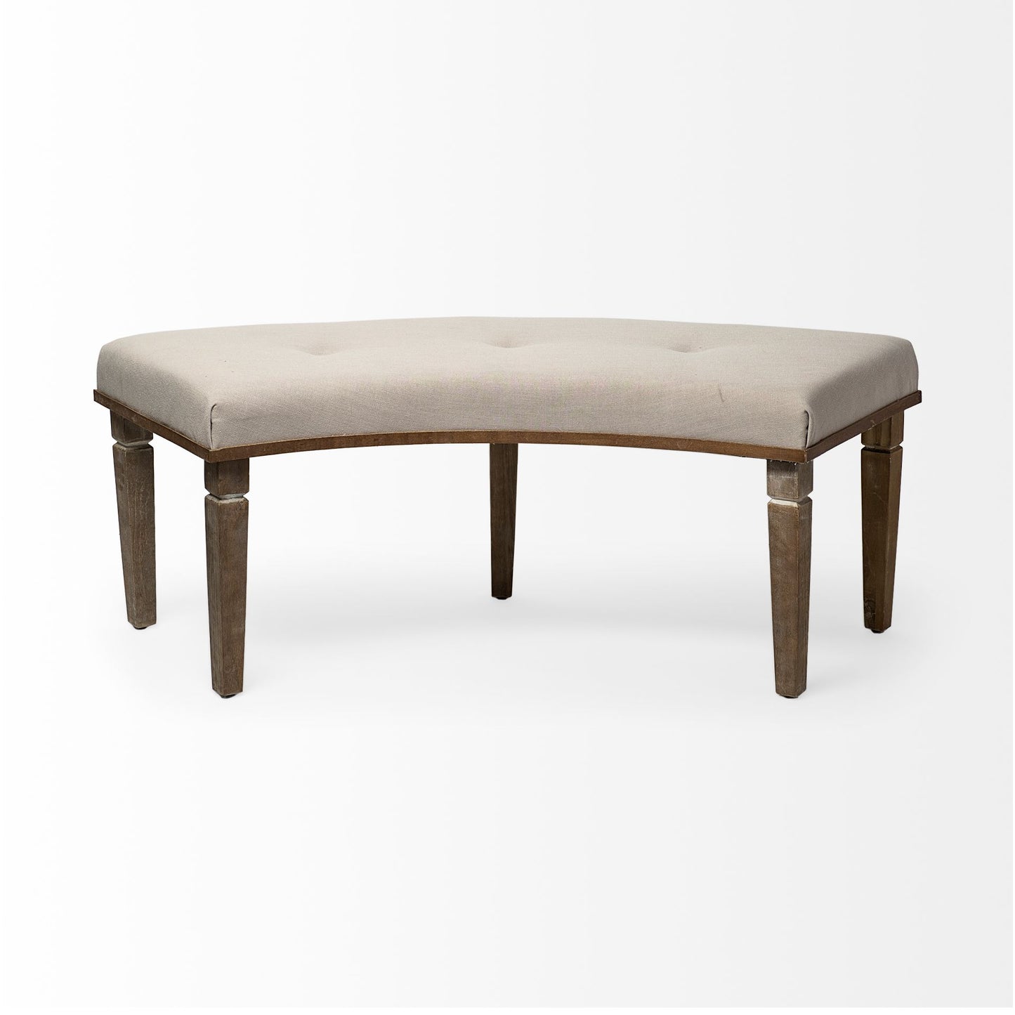 Aponas Bench Beige Fabric | Brown Wood - benches