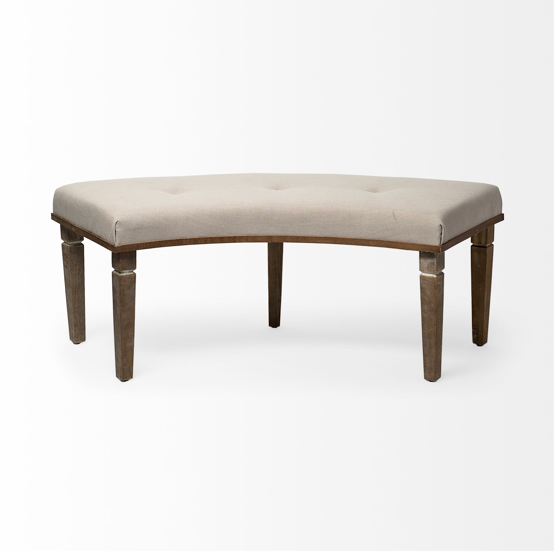 Aponas Bench Beige Fabric | Brown Wood - benches