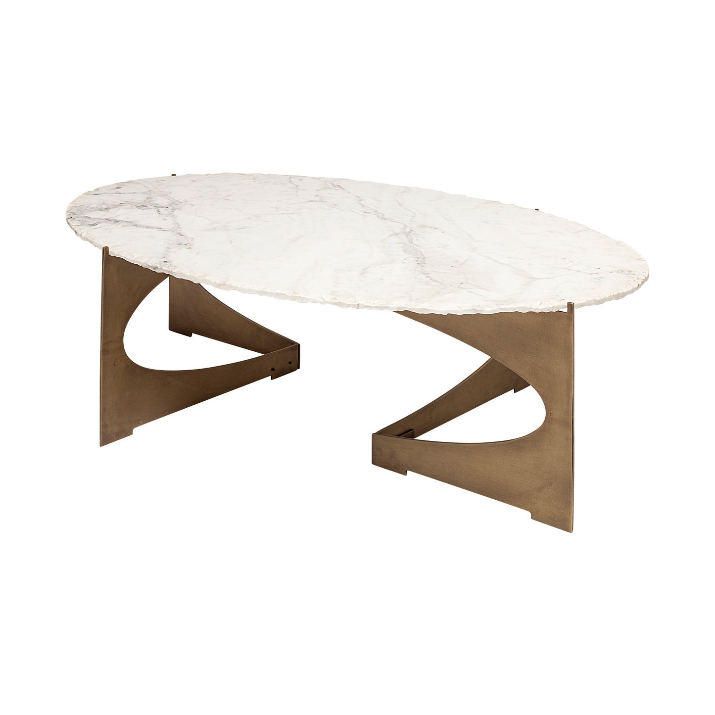 Reinhold Oval Coffee Table White Marble | Gold Metal | Oval - coffee-tables